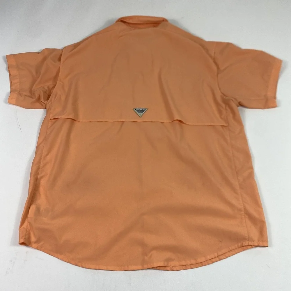 Columbia PFG Fishing Shirt Mens Extra Large Orange Omni-Shade‎ Short Sleeve Mesh